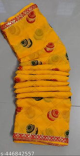 Yellow Georgette Matka design Peacock Stripe Saree - New Arrival, traditional Indian fashion