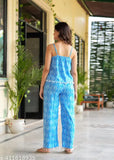 Stylish rayon block print nightsuit for women, sleeveless and capri-length for comfortable sleepwear
