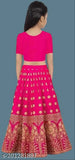 Taffeta silk embroidered lehenga choli set for girls, featuring net dupatta, suitable for traditional, party, and ethnic wear. Unstitched blouse and stitched lehenga with dupatta, available in various sizes from 4-15 years. Indian origin