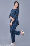 Blue cotton pyjamas with anime print, ideal for work-from-home or rest - Indian-made