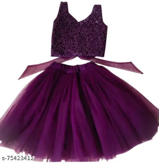 baby taffeta silk & acrylic embroidered lahenga choli, sleeveless, India origin