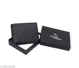Men's black formal faux leather wallet, 6 card slots, premium quality, travel friendly, ideal for evening/party events