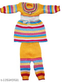 Woolen striped baby sweater, long sleeves, beautiful multi-color design for 9-12 months infants (India)