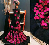 Indian PATLANI STYLE net Bollywood festive wear, floral embroidered Moti Lace saree with unstitched blouse piece