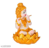 Polyresin Krishna Idol, Indian-crafted home decor showpiece (L 10 x H 13 cm)