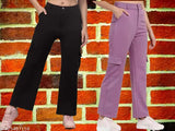Cotton blend solid net trousers for women - elegant and classy, available in XS to L sizes, Indian origin
