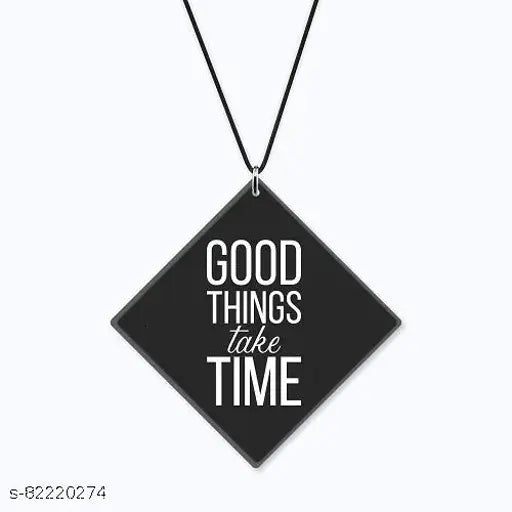 High-quality "Indian-made" car hanging from Print Well Co, featuring inspiring quote "Good Things Take Time" on trendy material