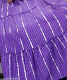 Women's tie-dye cotton lurex flared gown, long sleeves, embellished pattern. Size S (Bust 36in, Length 48in). Premium quality for all seasons, versatile style