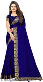 Vichitra silk Ugadi banita saree with separate Art Silk blouse, solid pattern matching border, free size, India origin