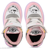 Pink EVA LED Velcro shoes for kids outdoor sports, lightweight and breathable, with color-changing lighting effect. Made in India