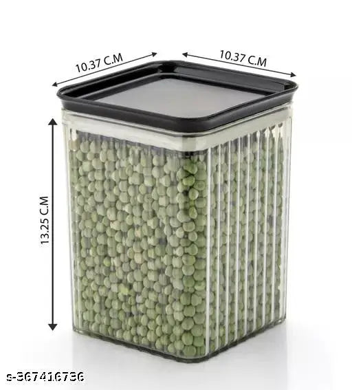 Green, premium plastic modular kitchen storage set (12 x 2200 ml) with airtight canisters, minimizing space for organized pantry