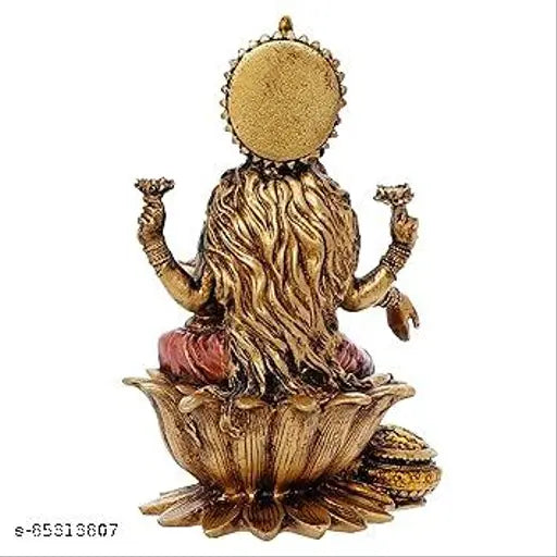 Gold resin Lakshmi idol for Diwali decorations - Lucky charm, Maa Laxmi Ji's statue, 7 cm x 7 cm x 18 cm