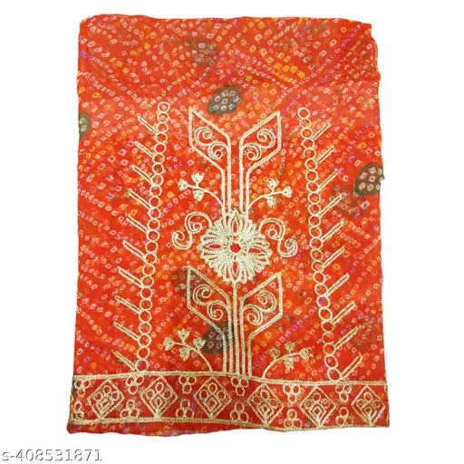 Georgette Rajputi Poshak set - Embroidered lehenga, kurta, odhni, and satin astar for women's parties & festivals. High-quality Indian craftsmanship with Aari embroidery and stones