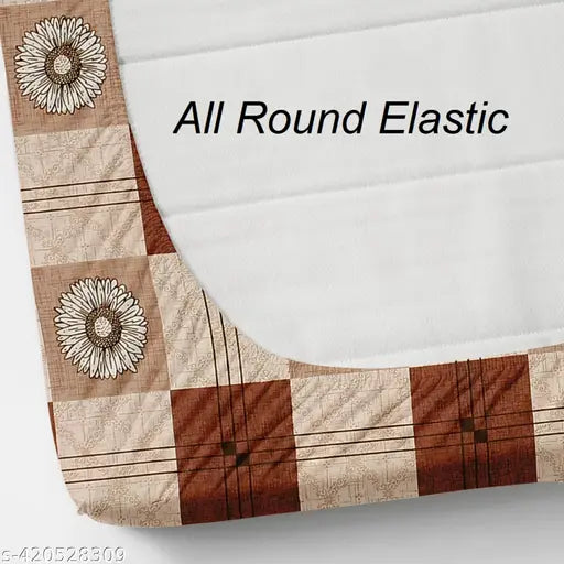 Cotton elastic geometric double bedsheet, 2 pillow covers included - Adds vibrancy to your home