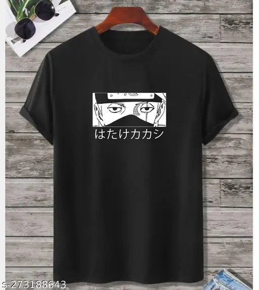 Kakashi Hatake anime graphic Printed Round Neck Half Sleeve T-shirt, 100% pure cotton, Shippuden Sharingan Mode design, perfect for Naruto fans