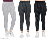 Women's cotton blend printed net slim fit jeggings pack of 3 (Size: 26-36), offering comfort and versatility for casual, formal, or party wear. Elasticized waistband, pockets, and label-free design for added comfort. Made in India