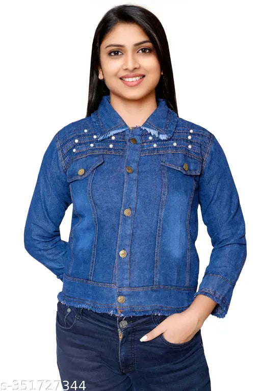Solid denim women's jeans jacket, perfect for party or function, made in India