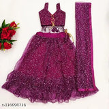 Fully stitched net Emriodery Lehenga Choli & Dupatta set, embellished Indian traditional wear for toddlers (6m-10y)