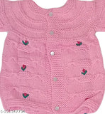 Handmade woolen sweater set with cap and booties for 0-9 months babies, self-designed net pattern in long sleeves