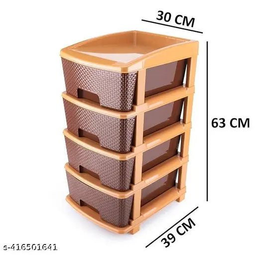 Brown plastic 4-compartment drawer organizer for home kitchen or office by Elightway Mart