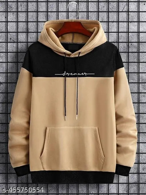 Wool colorblocked fullsleeve hoodies for kids, long sleeves and pull-on closure