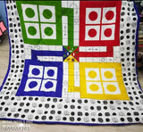Cotton Ludo bedsheets with dice, 2 pillowcases, ideal for summer washes - Indian-made