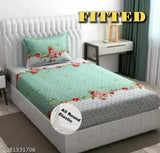 Glace cotton single bedsheet & 1 pillow covers, superfine floral print, ideal for summer, adult use