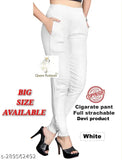 Stretchable cotton cigar pants for women and girls, solid color, available in various sizes from M to XXL
