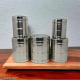 Stainless steel kitchen dabba set, pack of 5 with lids - Steel containers for organized storage in Indian kitchen