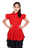 Crepe girl clothing set in self-design patterns, pack of 2 sizes ranging from 4-5 to 15-16 years by Misha Enterprise, Indian origin