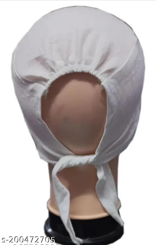 Cotton canvas, criss cross white & black Muslim head wrap set for party wear, made in India