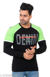 Cotton blend solid t-shirt, printed full sleeve for men's summer casual wear
