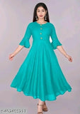 Women's rayon Anarkali kurti, solid-pattern partywear for casual events