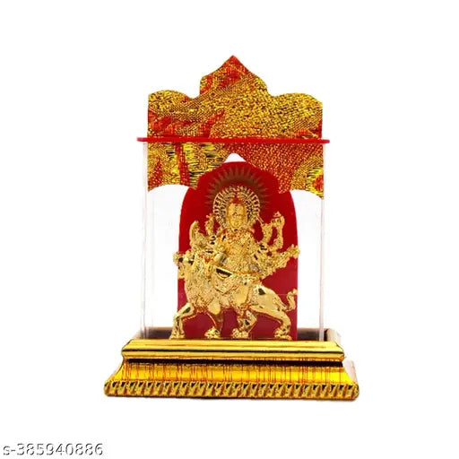 Golden Ma Durga Murti for car dashboard, Indian religious idol on car dashboard