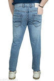 Denim jeans for men, solid blue denim in multiple sizes: 28, 30, 32, 34, 36. Made in India