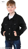 Denim kid kacket, solid pattern long sleeves for 5-12 years old children's apparel from India