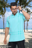 Cotton blend men's polo neck regular fit t-shirt with printed design, perfect for casual or evening wear. Made in India
