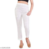 Printed cotton blend slim fit checked jeggings for women, extra full and flowing with elasticated waistband. Great for casual wear, lounging, and outings." (125 characters)