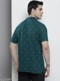 Men's cotton blend half sleeve polo t-shirt with printed merriment design, size M (Chest: 40in, Length: 27.5in)