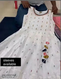 Chanderi cotton sleeveless printed net dress, vibrant Indian traditional attire