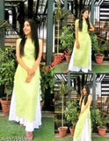 Green rayon sleeveless kurti by Vani arts - Women's ethnic new style, soft and comfortable for everyday wear