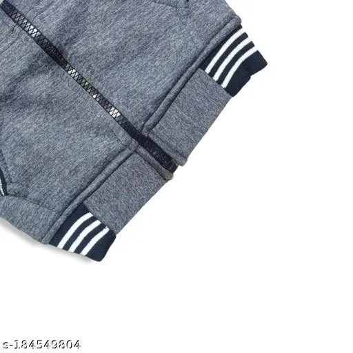 Navy blue cotton blend jacket sweater for kids, solid pattern, long sleeves - stylish and cool look for your junior. Quality clothing for kids from India