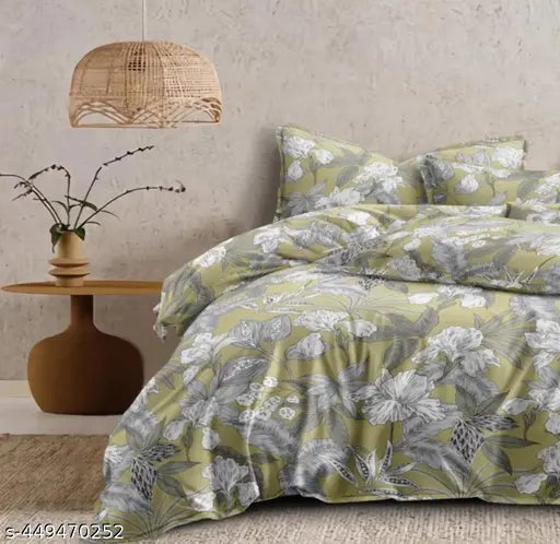 Microfiber 200 GSM petal printed reversible double bed size quilt duvet, lightweight & plush, 220x230cm