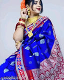 Royal blue Sambalpuri Mina Pasapalli silk saree with floral buta allover, ideal for Odisha pujas and traditional celebrations