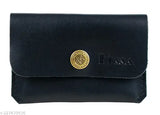 Genuine leather credit card holder wallet, holds 6 cards & cash, solid pattern, free size (11cm x 7cm), Indian-made leather accessory