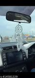 Handcrafted Indian car hanging dream catcher, woven natural fibers with feathers and beads