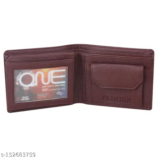 Brown faux leather JnD RFID protected men's wallet, 3 card slots, 1 coin pocket, 2 hidden compartments, 2 currency slots, 2 ID compartments. Solid design, durable, wear-resistant, flexible texture. Classy, elegant, gift box included, India origin