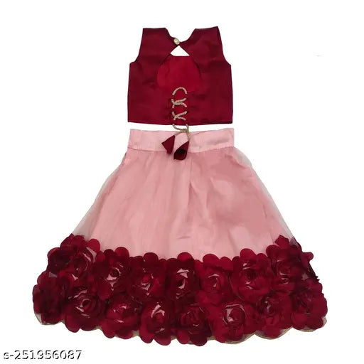 Cute Funky Kids Girls Lehenga Choli Set, heavy soft net and jacquard fabric, embroidered ribbons, suitable for 12-8 years, Indian traditional wear