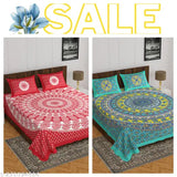 Cotton 160 tc combo ethnic motifs double bed sheets, 4 pillow covers, ideal for kids rooms, origin India