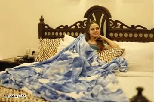 Microfiber printed AC blanket, abstract pattern, double bed size (99.5x85in), ideal for air-conditioned rooms, made in India